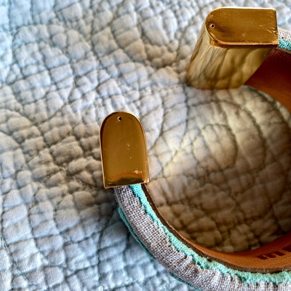 Anthropologie MOLA SASA Cuff Bracelet. 14K Gold-Plated Brass, Linen, Suede - Picture 8 of 8